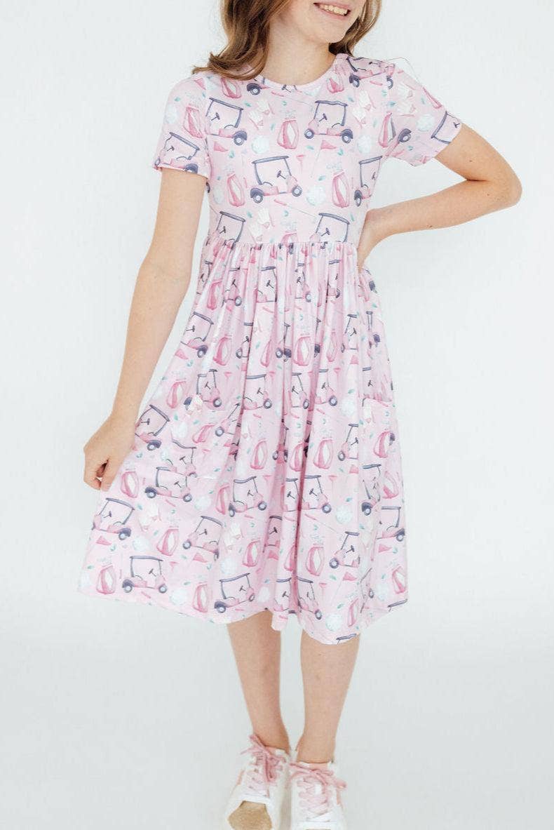 Tee Time Pink Pocket Girls Twirl Dress