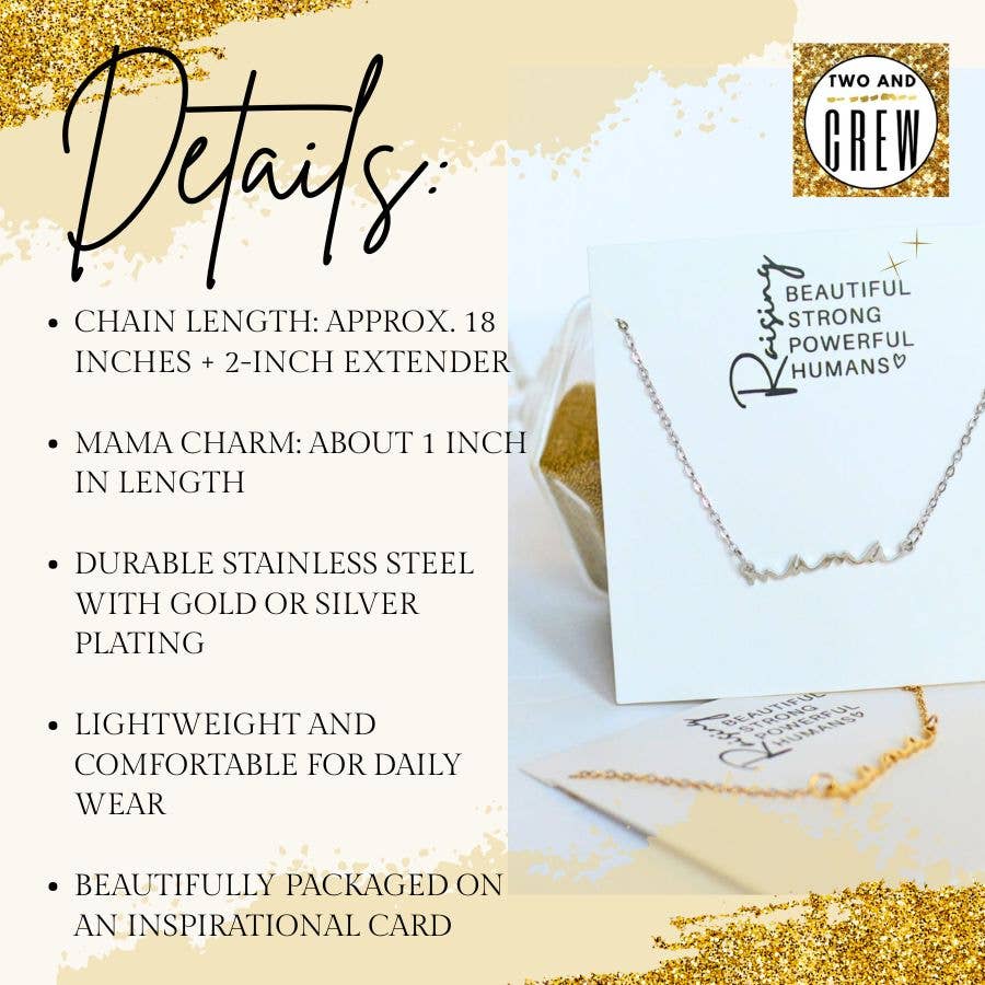 Mama Necklace – Dainty Cursive Mom Jewelry, Gift for Mothers: Yellow Gold Color