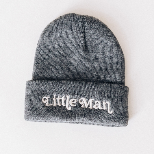 Matching Knit Hats- Little Man- Dark Gray: Infant Size