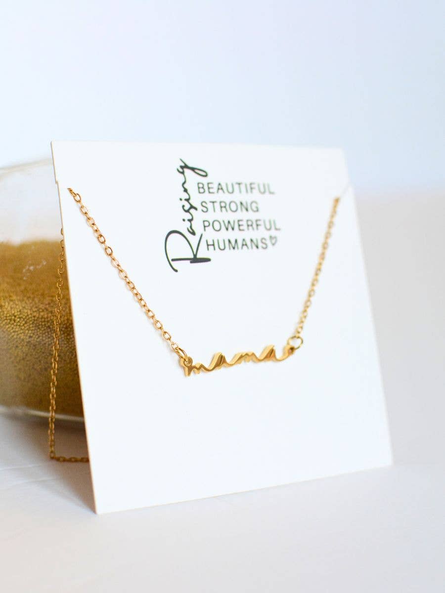 Mama Necklace – Dainty Cursive Mom Jewelry, Gift for Mothers: Yellow Gold Color