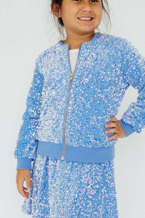 Blue Velvet Girls Sequin Jacket