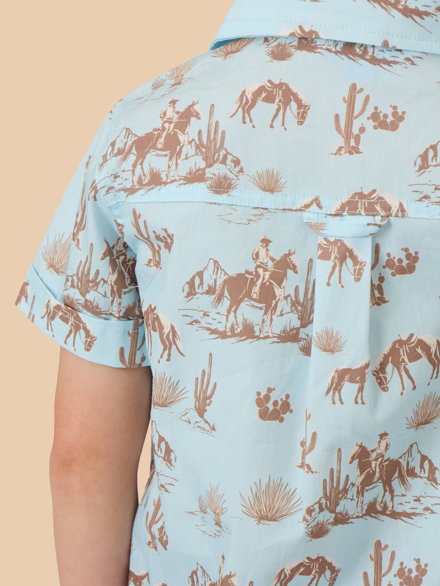 Boys Blue Western Trail Short Sleeve Button Down Shirt