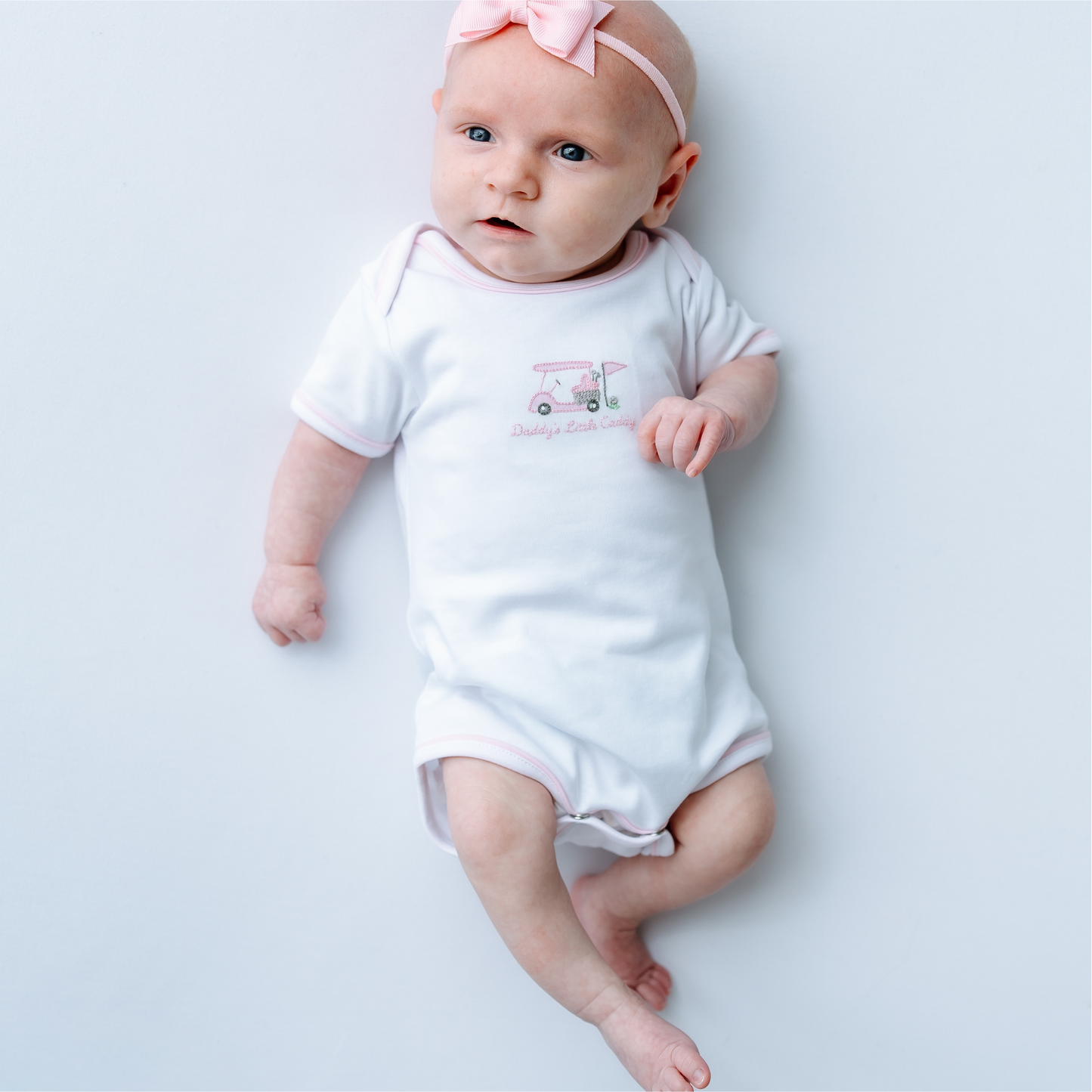 Daddy's Little Caddy Embroidered in Pink Bodysuit