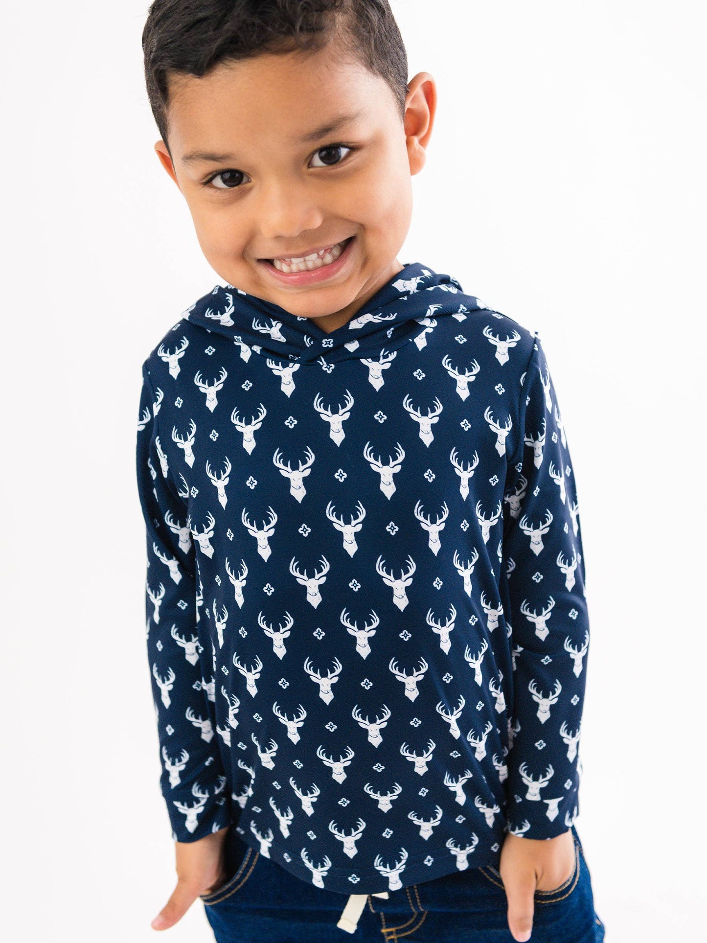Boys Little Deer Lodge Knit Short Sleeve Navy Performance Polo