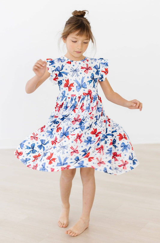 Born to Sparkle Flutter Sleeve Girls Twirl Dress