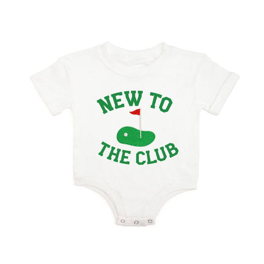 New To The Club Patch Short Sleeve Baby Romper