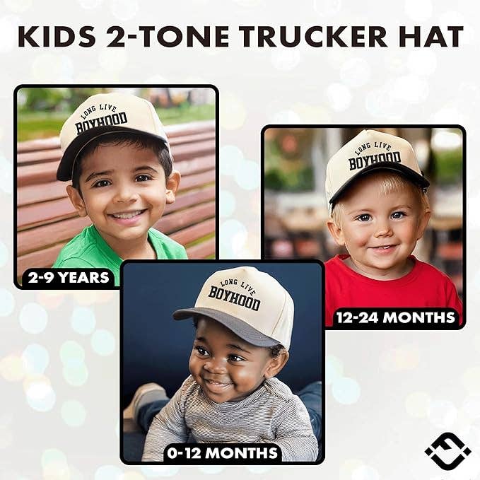 Long Live Boyhood - Kids Baseball style cap- Black & Beige