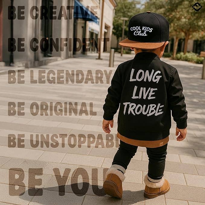 Cool Kids Club Kids Trucker Hat - Black/Faux Leather