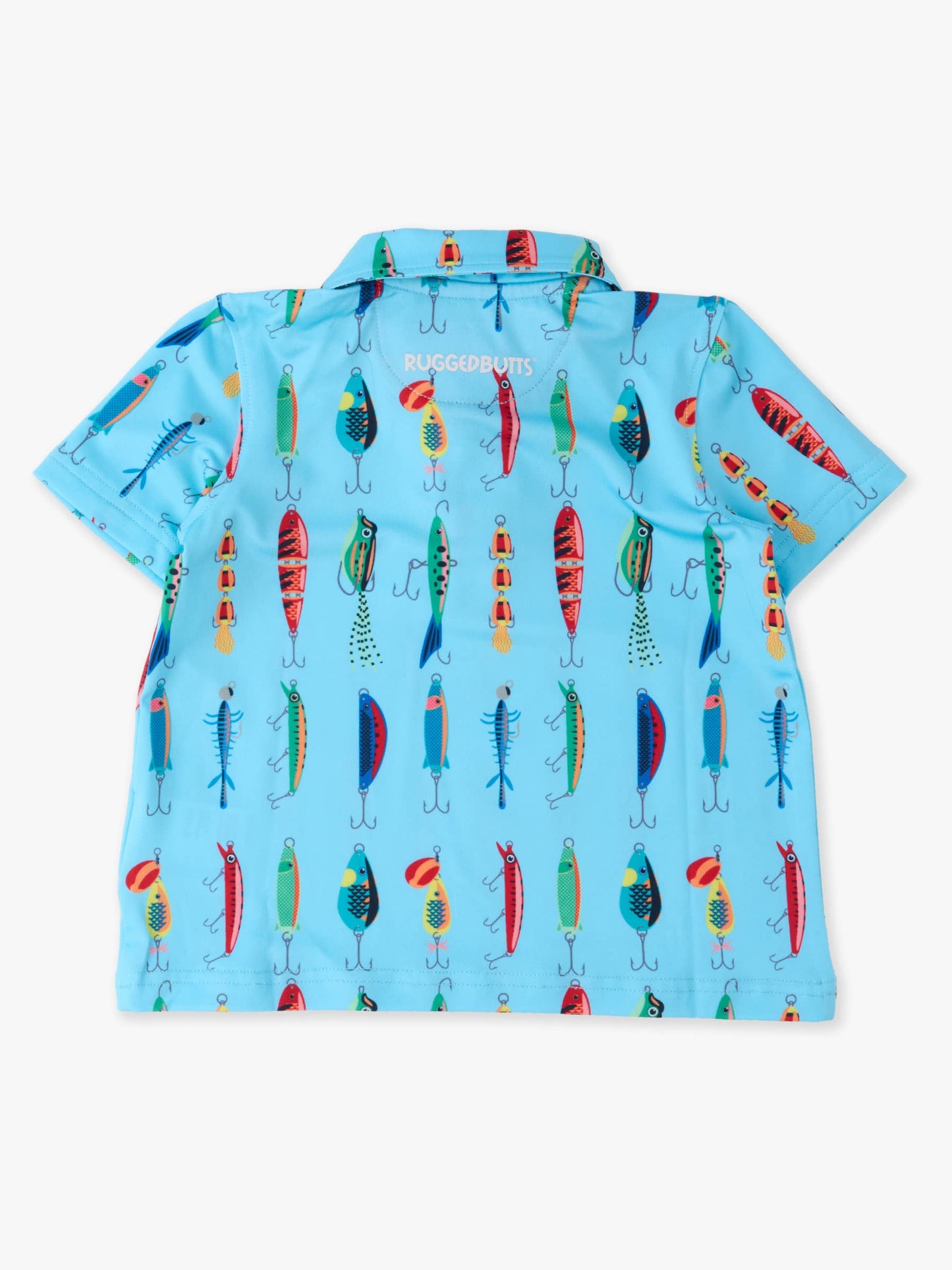 Boys Gone Fishin Knit Short Sleeve Blue Performance Polo