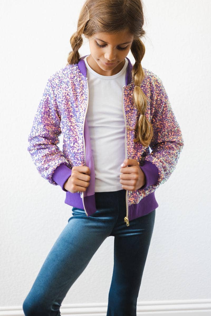 Girls Purple Sequin Jacket