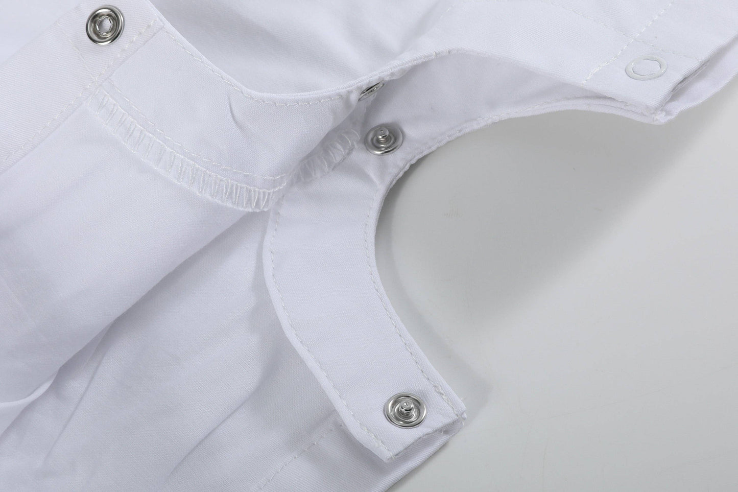 White and Blue Holy Crosses Smocked Boys Overalls