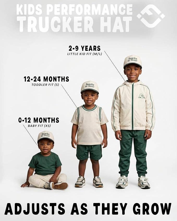 Kid's Snacks For Dinner - Green/Beige Hat