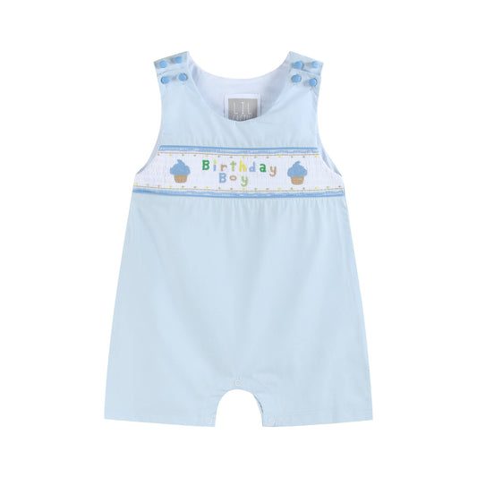 Blue Birthday Boy Smocked Overalls