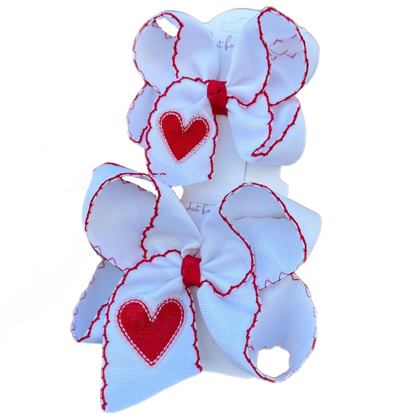 Scallop Heart Embroidered Bow: 5.5 inch