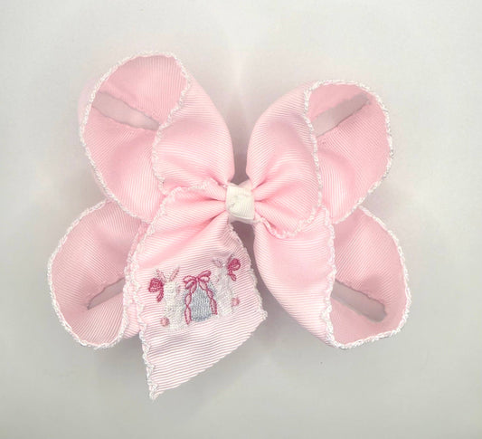 Bunnies & Easter Egg Moonstitch Hairbow
