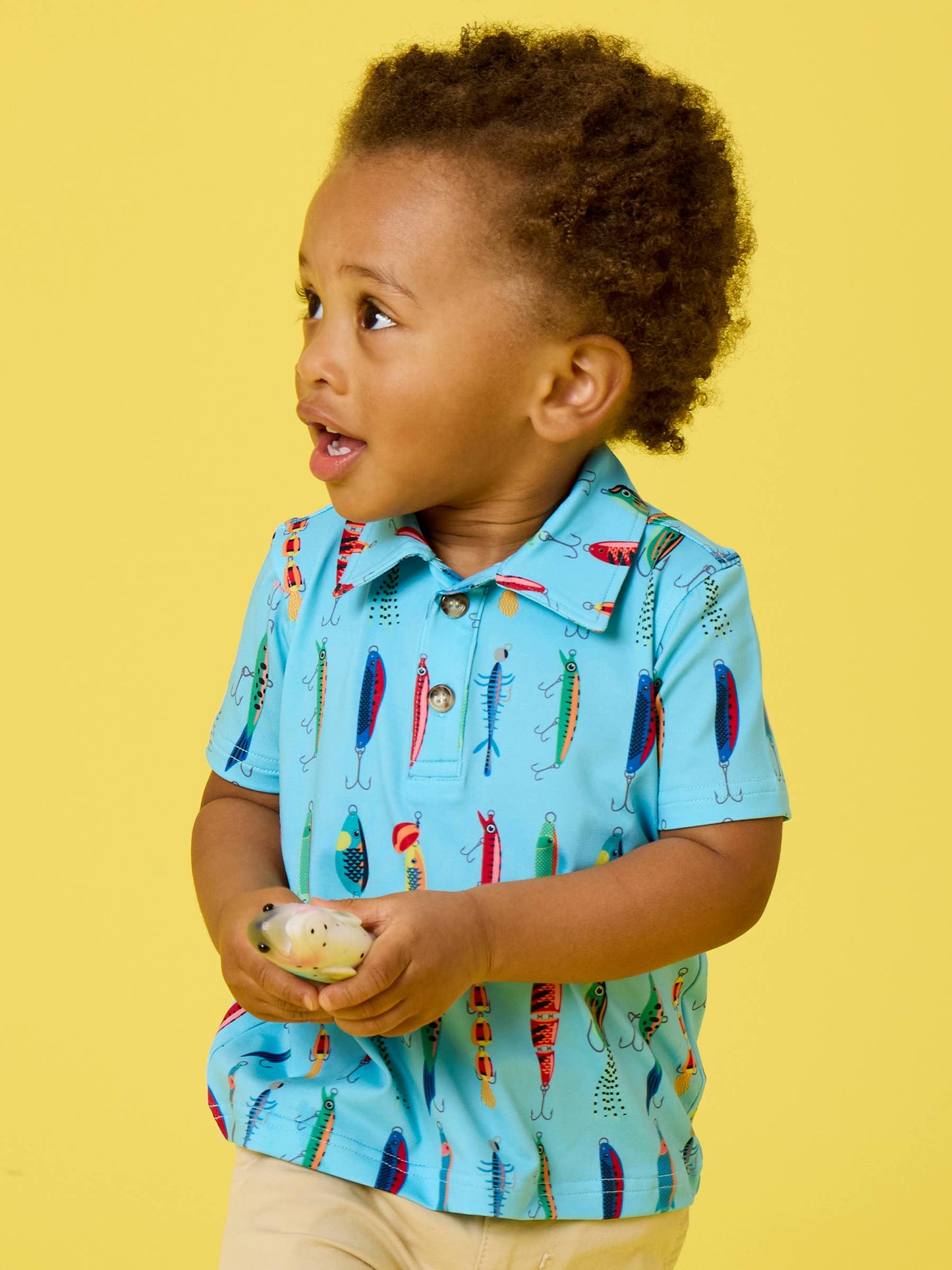 Boys Gone Fishin Knit Short Sleeve Blue Performance Polo