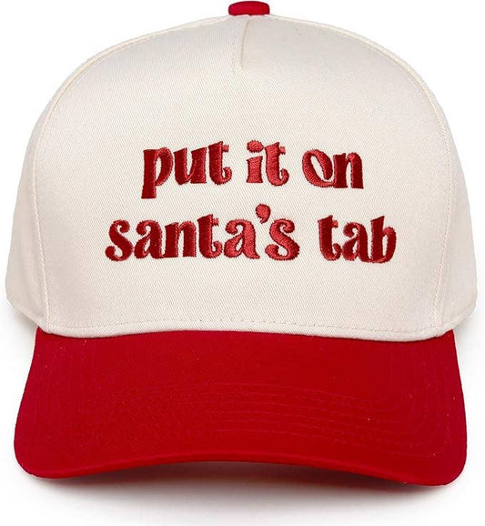 Kids/Baby 2 Tone Cap: Put It On Santa's Tab Red/Beige