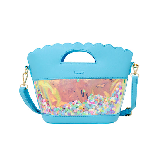 Girl's Little Mermaid Confetti Seashell Tote Bag: Blue