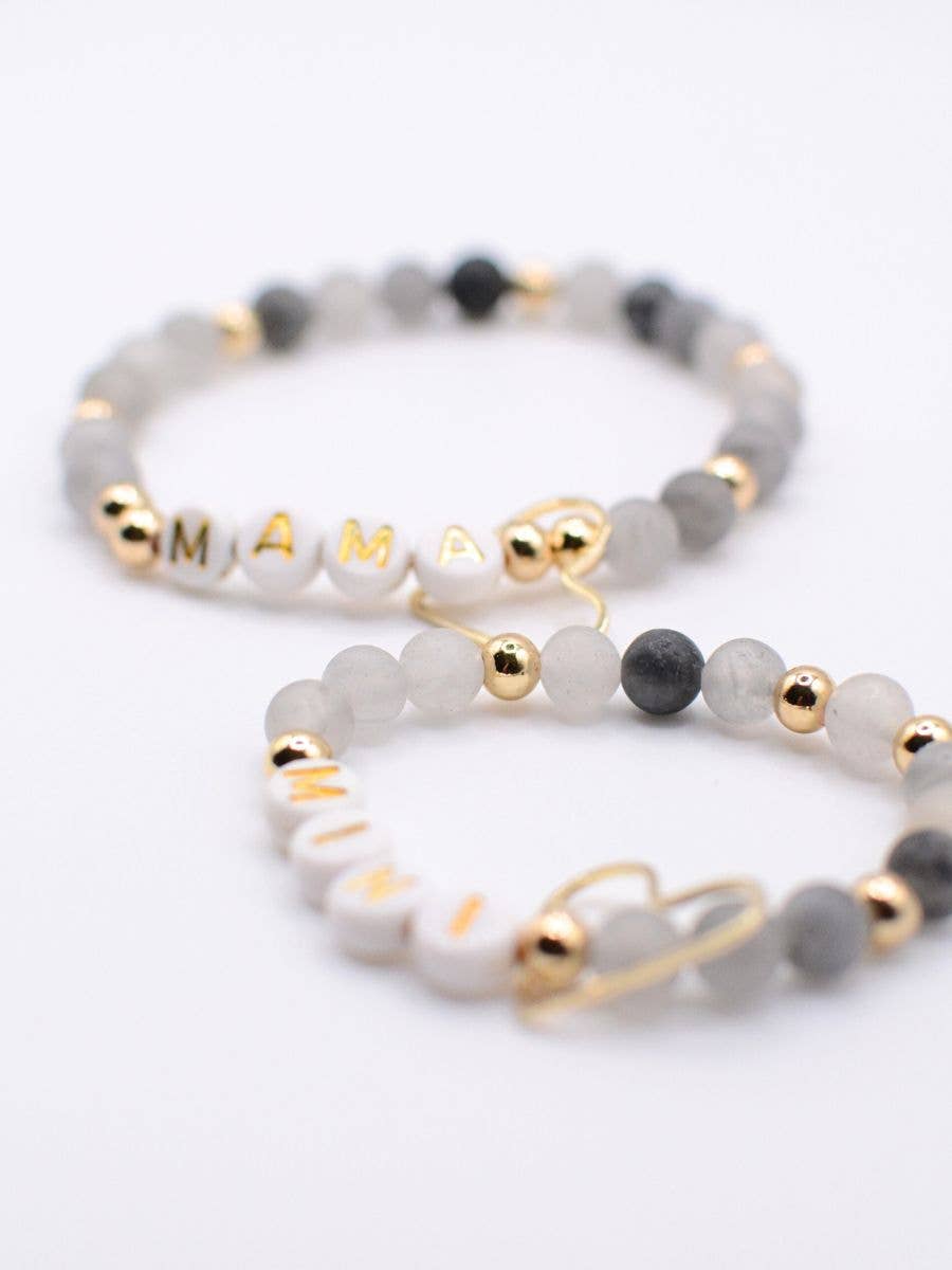 Mama+Mini matching black & gold beaded bracelet set