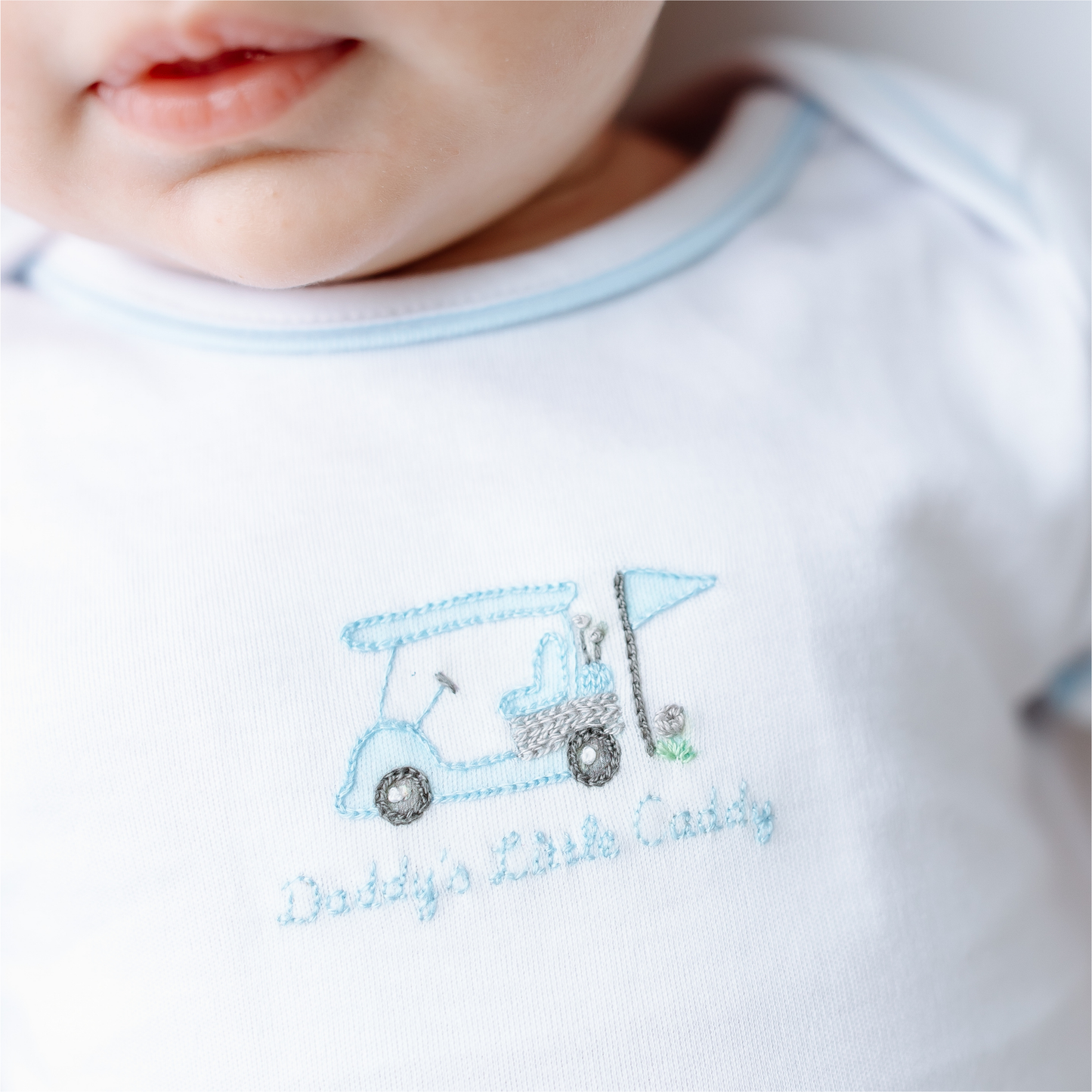 Daddy's Little Caddy Embroidered in Blue Bodysuit