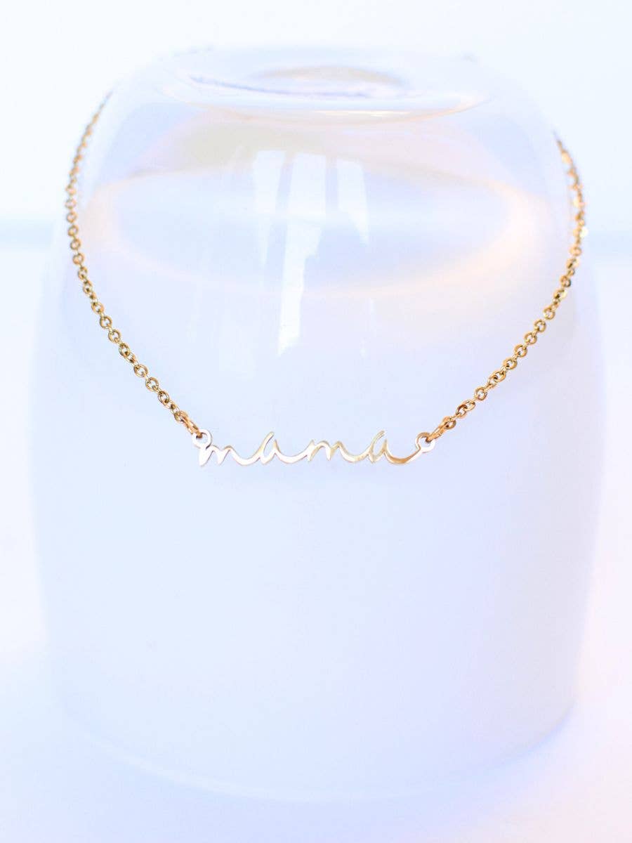 Mama Necklace – Dainty Cursive Mom Jewelry, Gift for Mothers: Yellow Gold Color