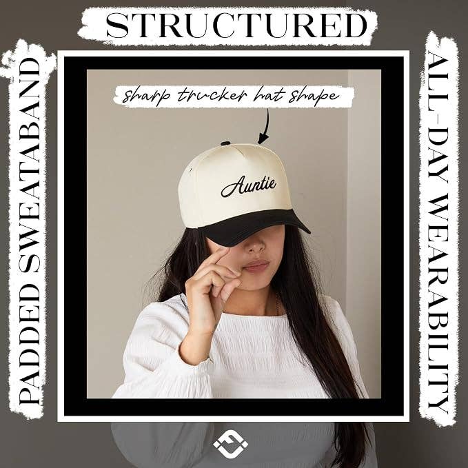 2-Tone Cap - Auntie - Black/Beige