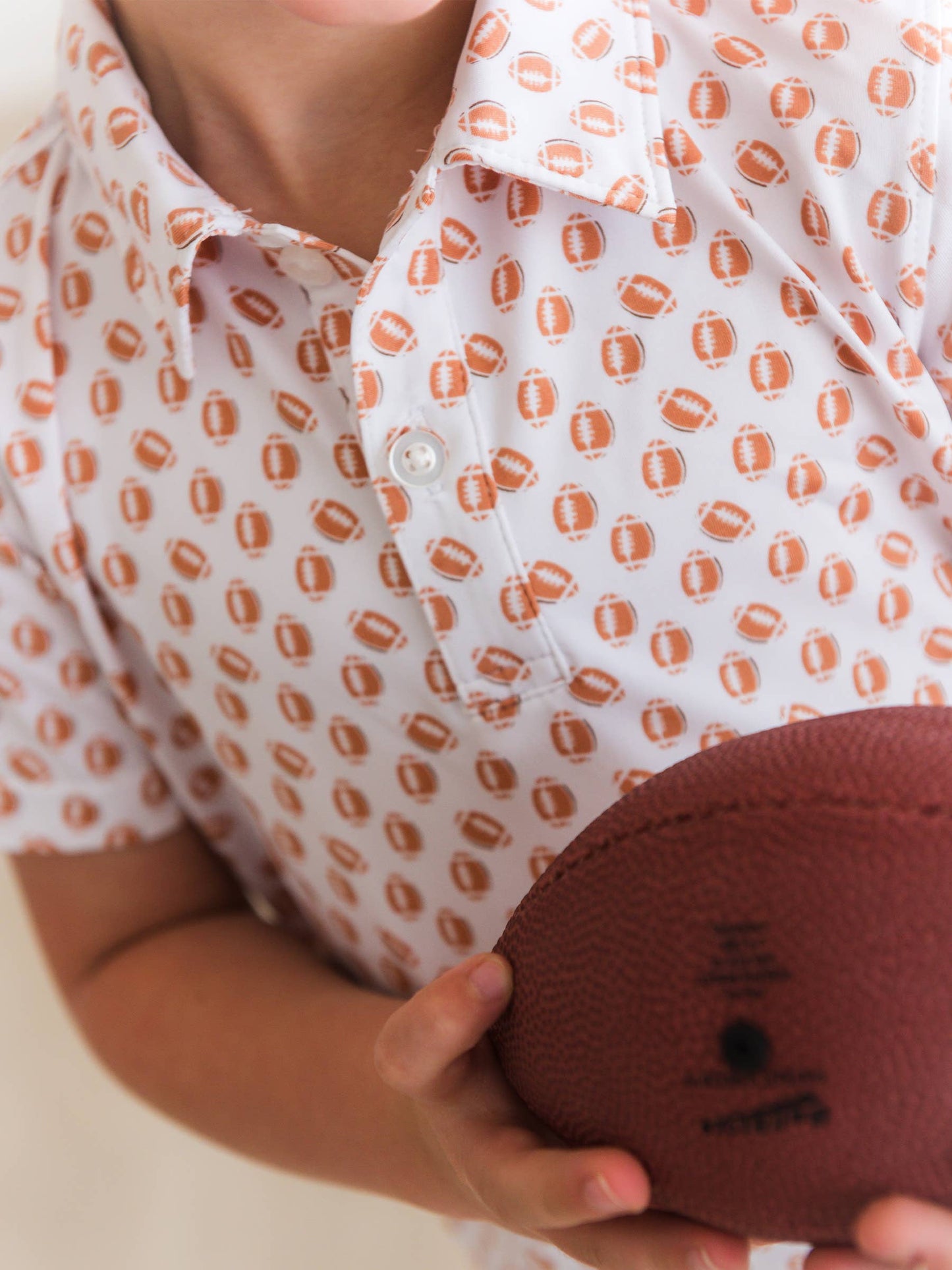 Boys Football Frenzy Knit Short Sleeve White Performance Polo