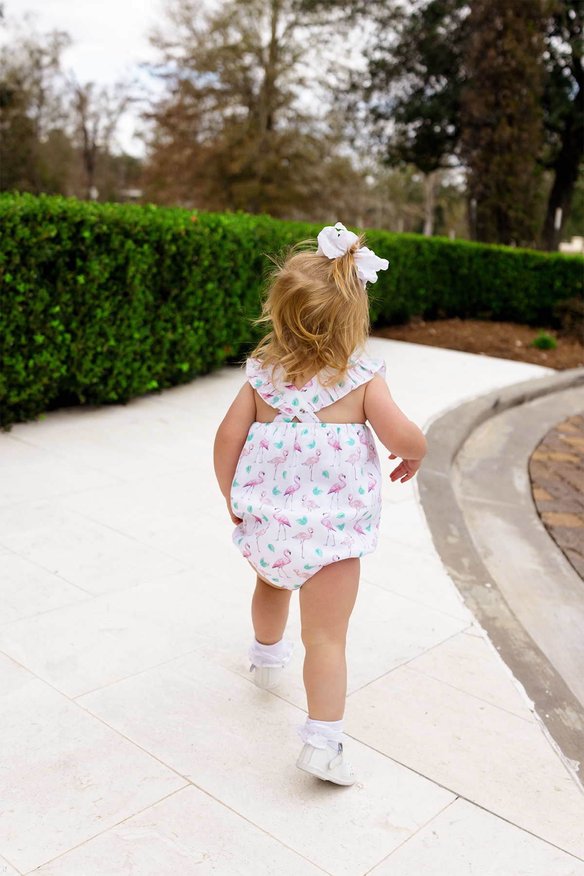 Pink Paradise Organic Muslin Girls Bubble Romper