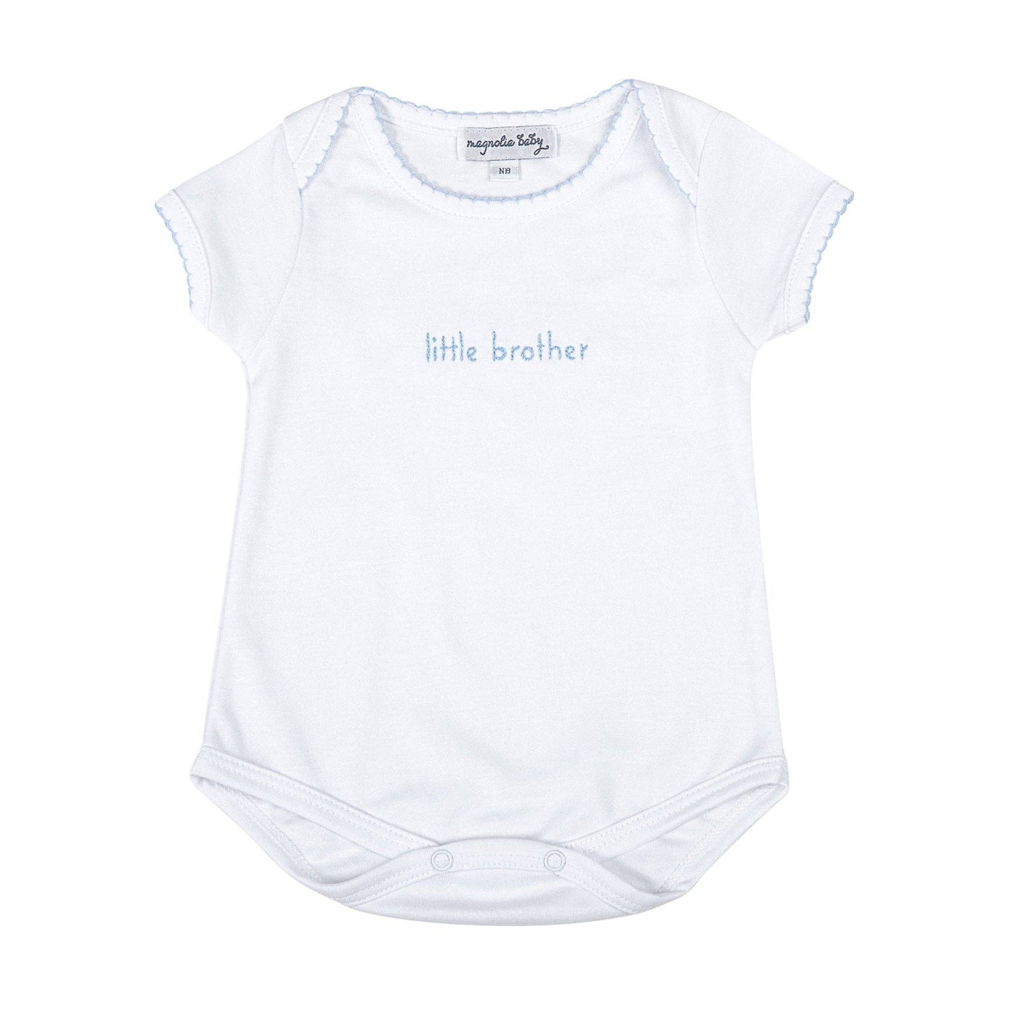 Little Brother Embroidered in Blue Bodysuit