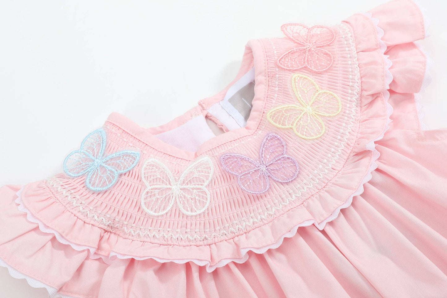 Pink Butterflies Smocked Romper