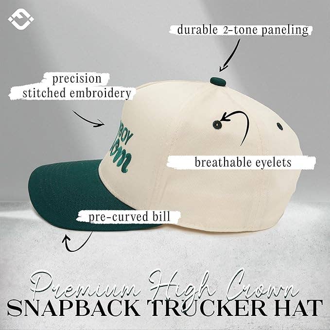 Boy Mom Hat- Green/Beige