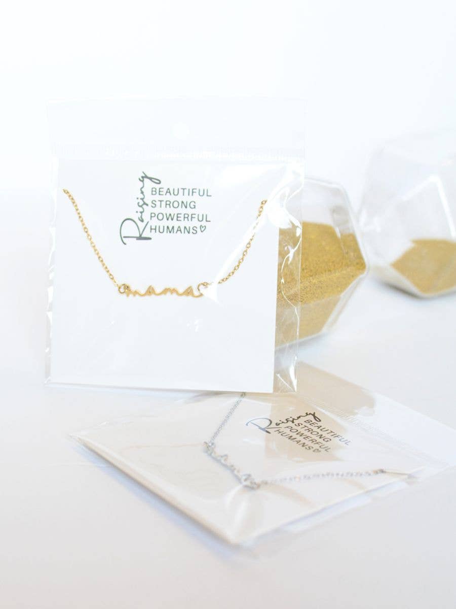 Mama Necklace – Dainty Cursive Mom Jewelry, Gift for Mothers: Yellow Gold Color