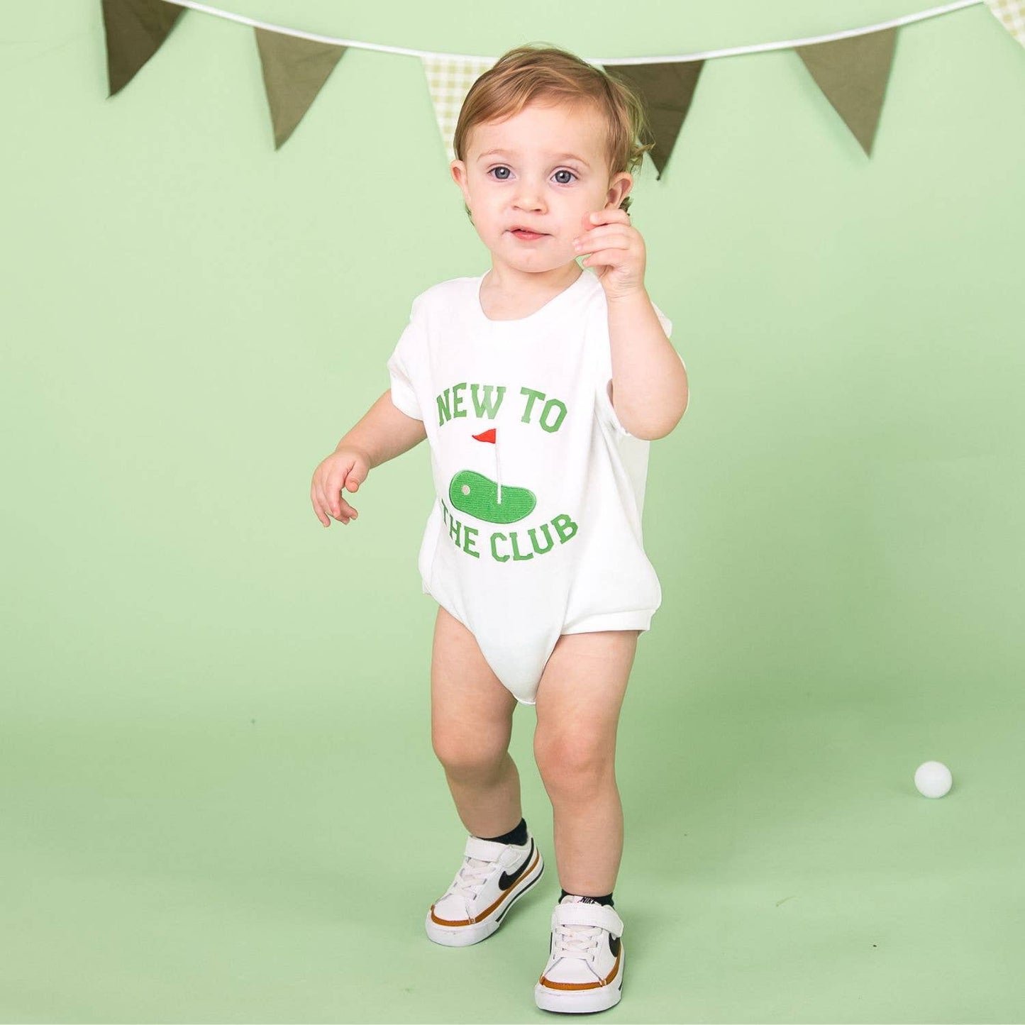 New To The Club Patch Short Sleeve Baby Romper