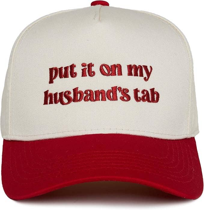Put It on My Husbands Tab Hat- Beige/Red