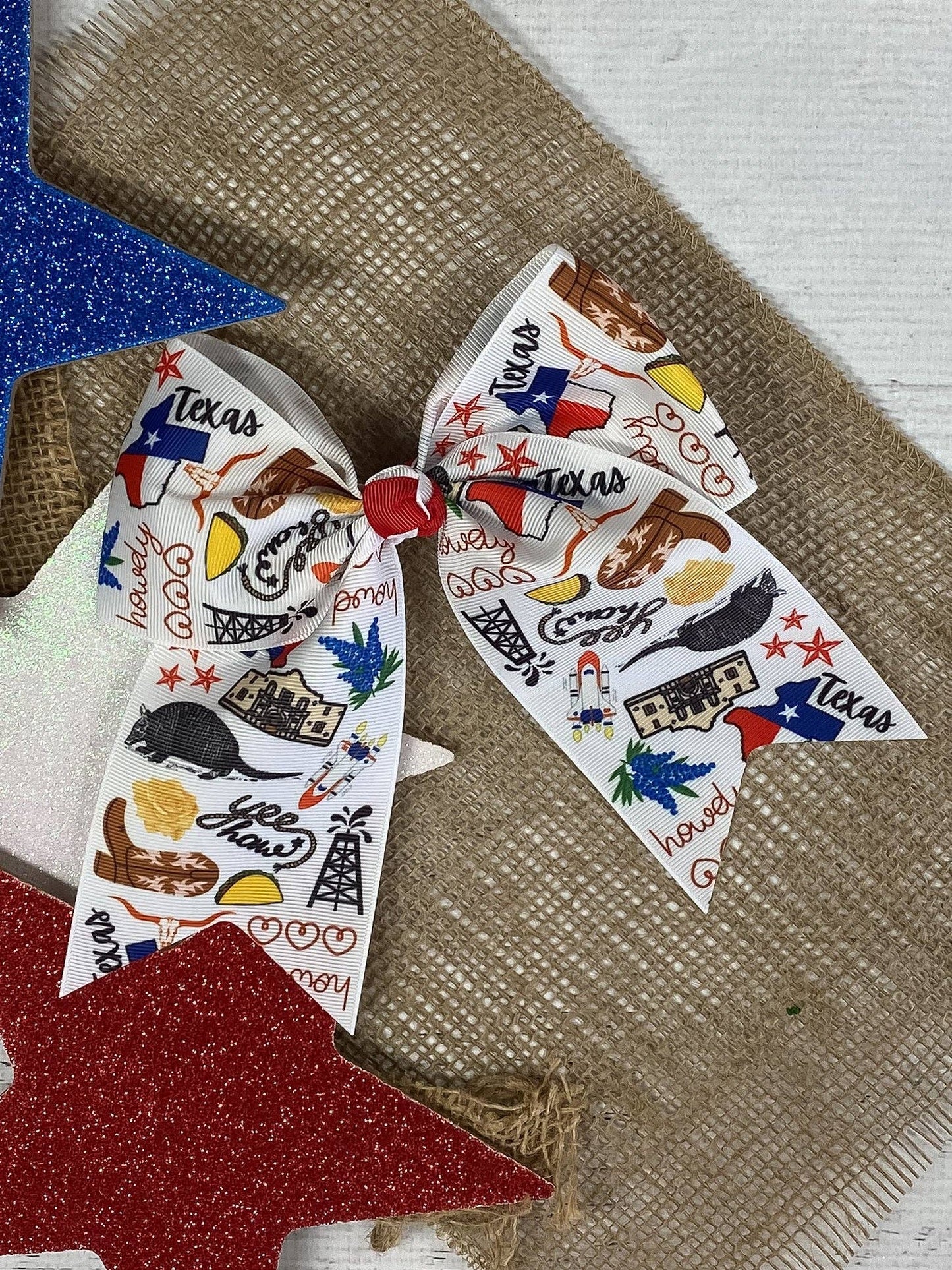 Texas Spirit Printed Ribbon Cheer Bow