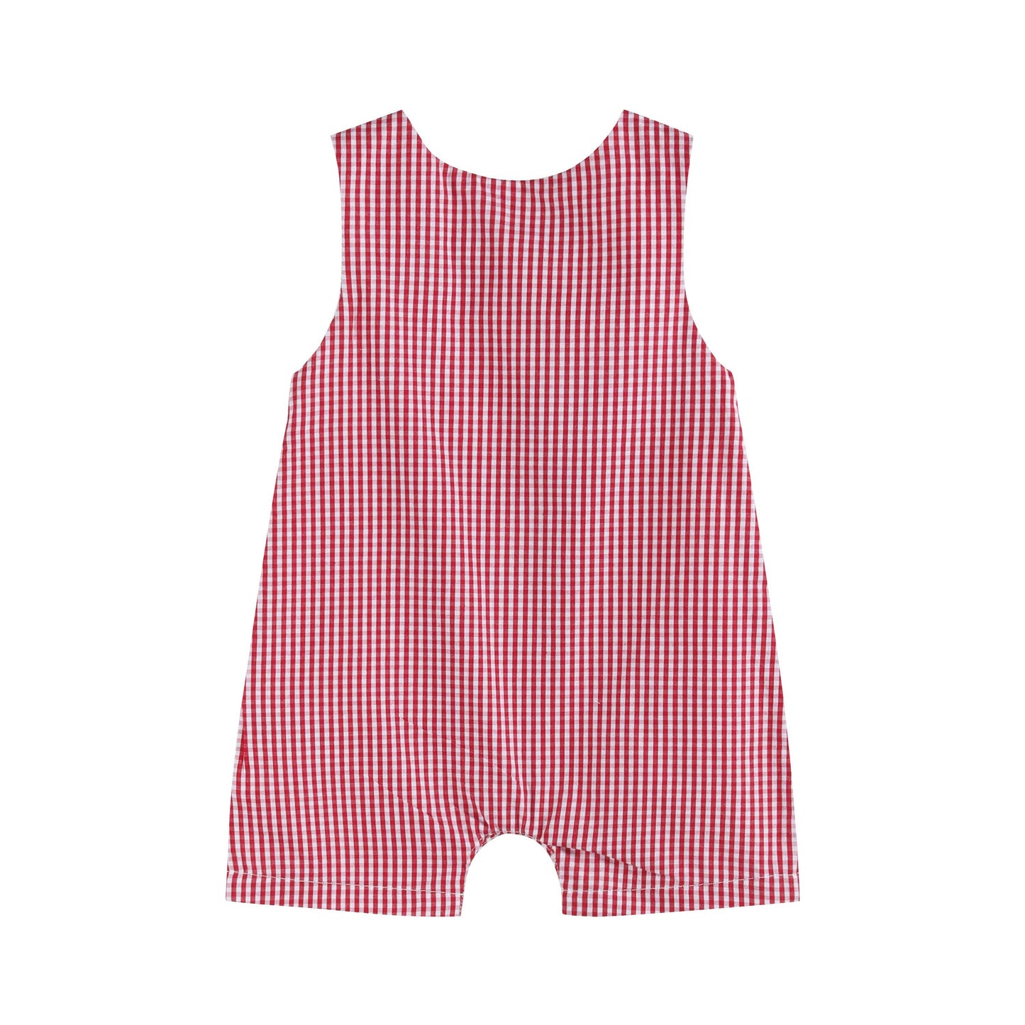 Red Gingham Baseball Boys Smocked Shortalls