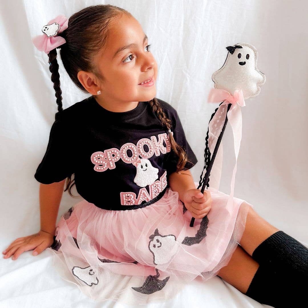 Spooky Babe Patch Halloween Short Sleeve T-Shirt - Kids: 2T