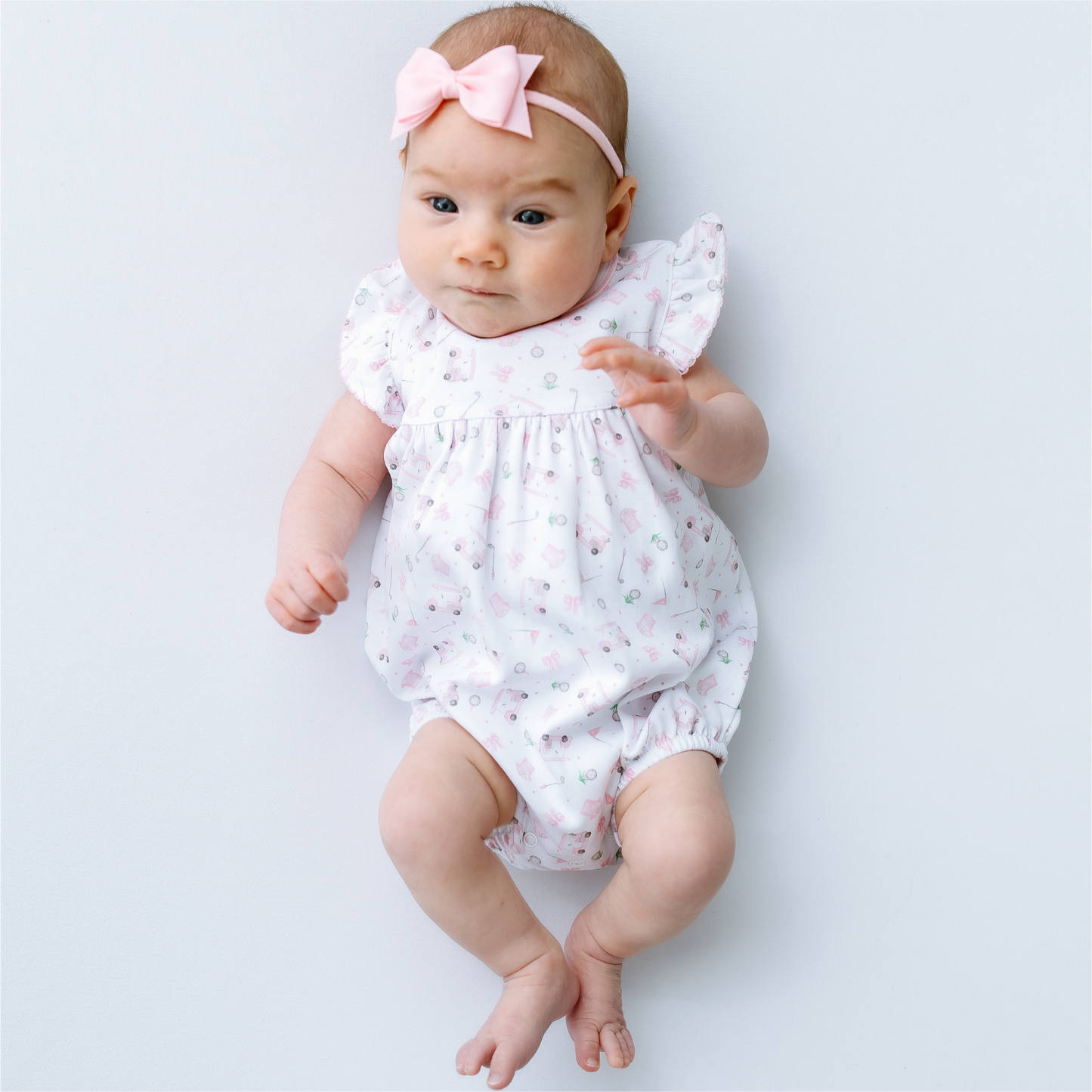 Little Golfer Pink Print Bubble Romper