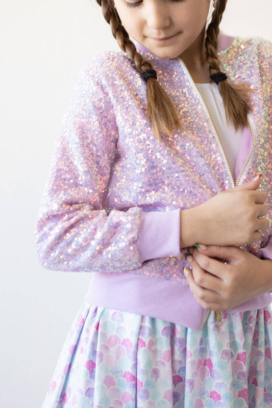 Girls Lavender Sequin Jacket