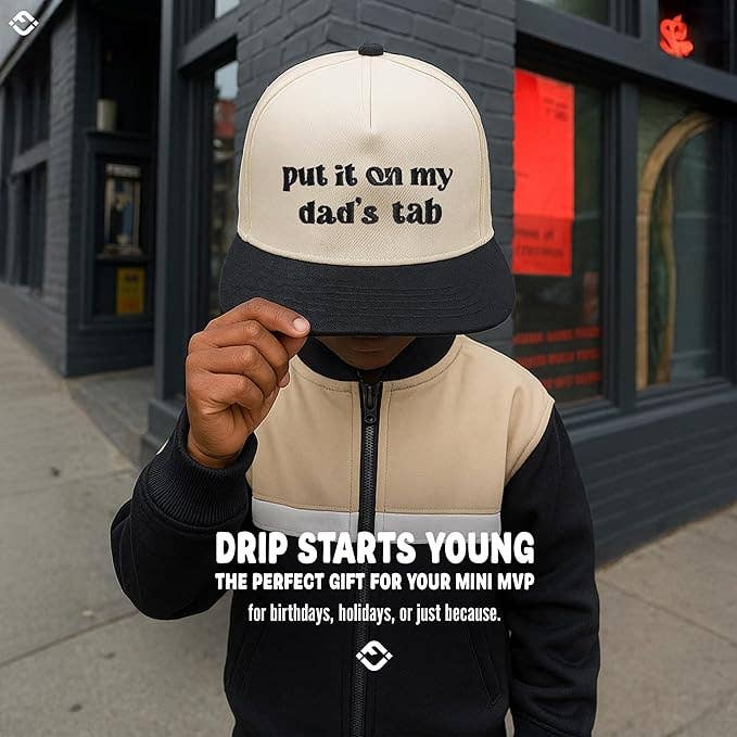 Put It on My Dad's Tab Kids Hat - (Black/Beige)
