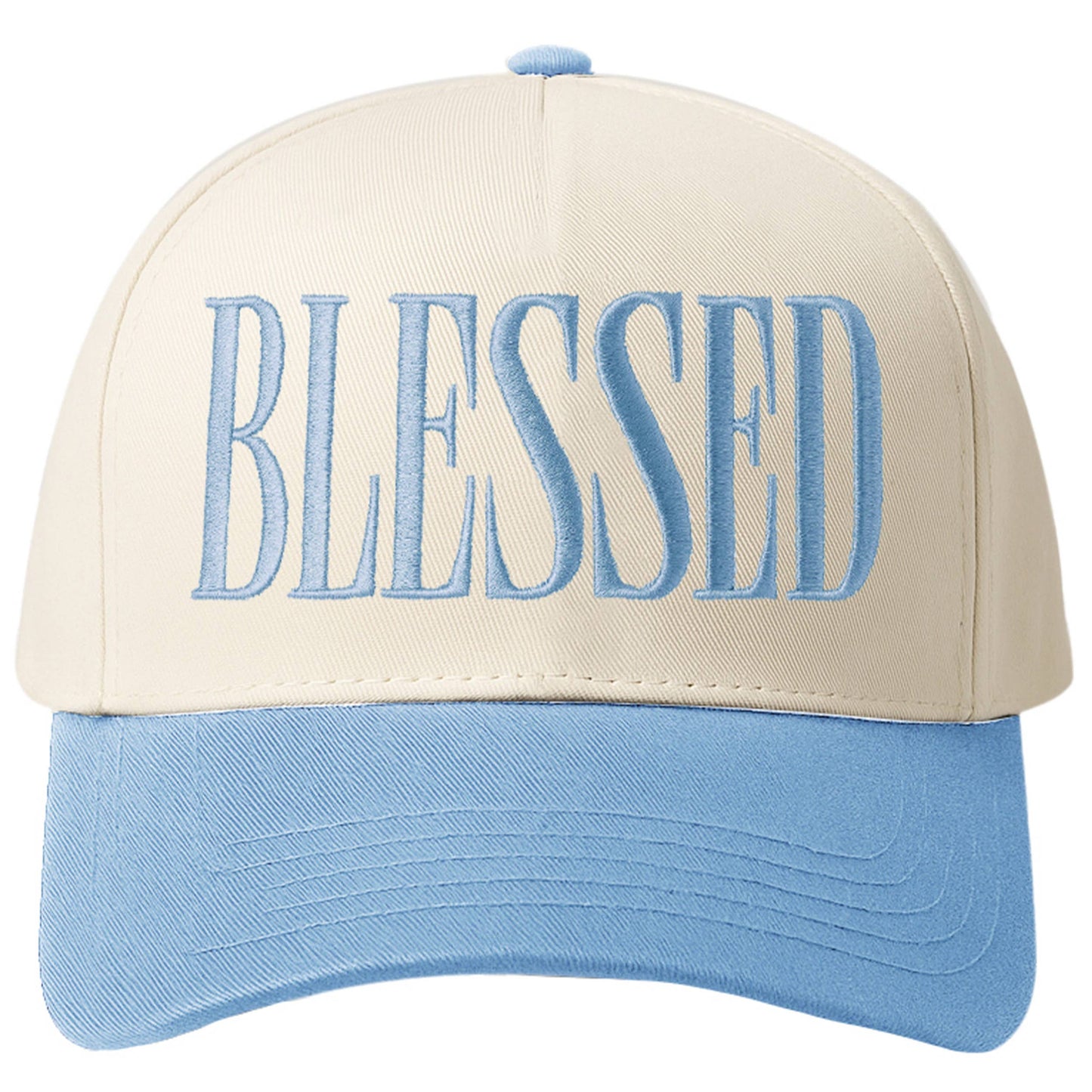 BLESSED Embroidered Light Blue Two Tone Baseball Cap: Adult