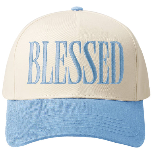 BLESSED Embroidered Light Blue Two Tone Baseball Cap: Adult