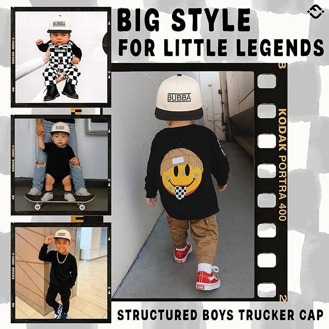 Kids/Baby Two Tone Vintage Cap - Bubba (Black/Beige)