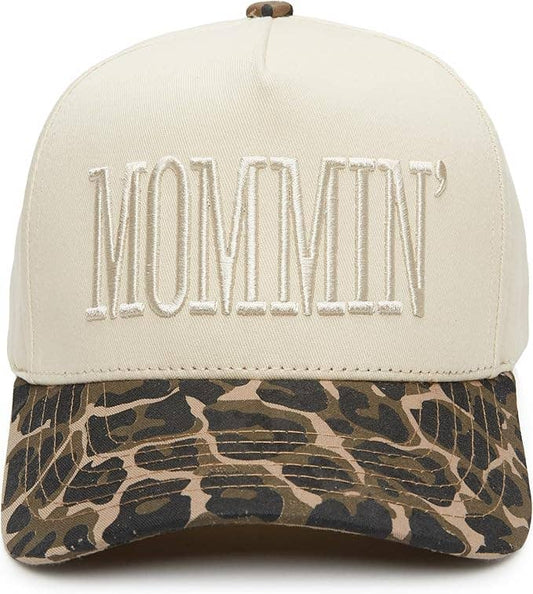Embroidered Mommin Hat- Leopard/Beige