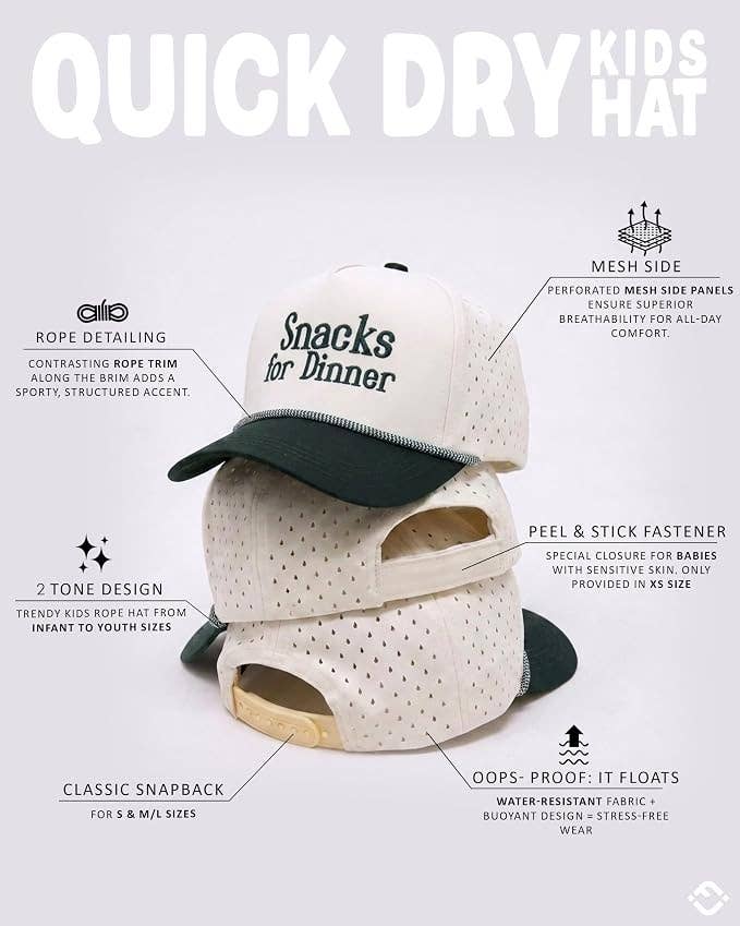 Kid's Snacks For Dinner - Green/Beige Hat