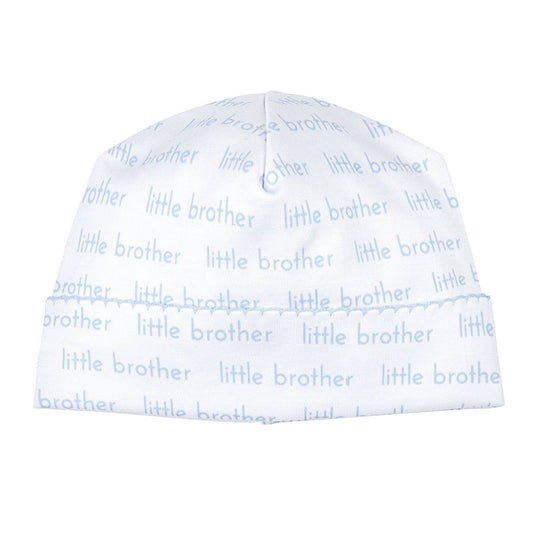 Little Brother in Blue Print Baby Hat