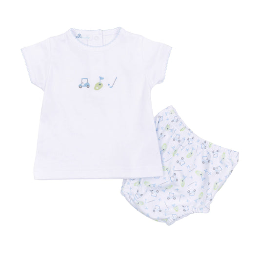Tiny Tee Time Boys Embroidered Diaper Cover Set