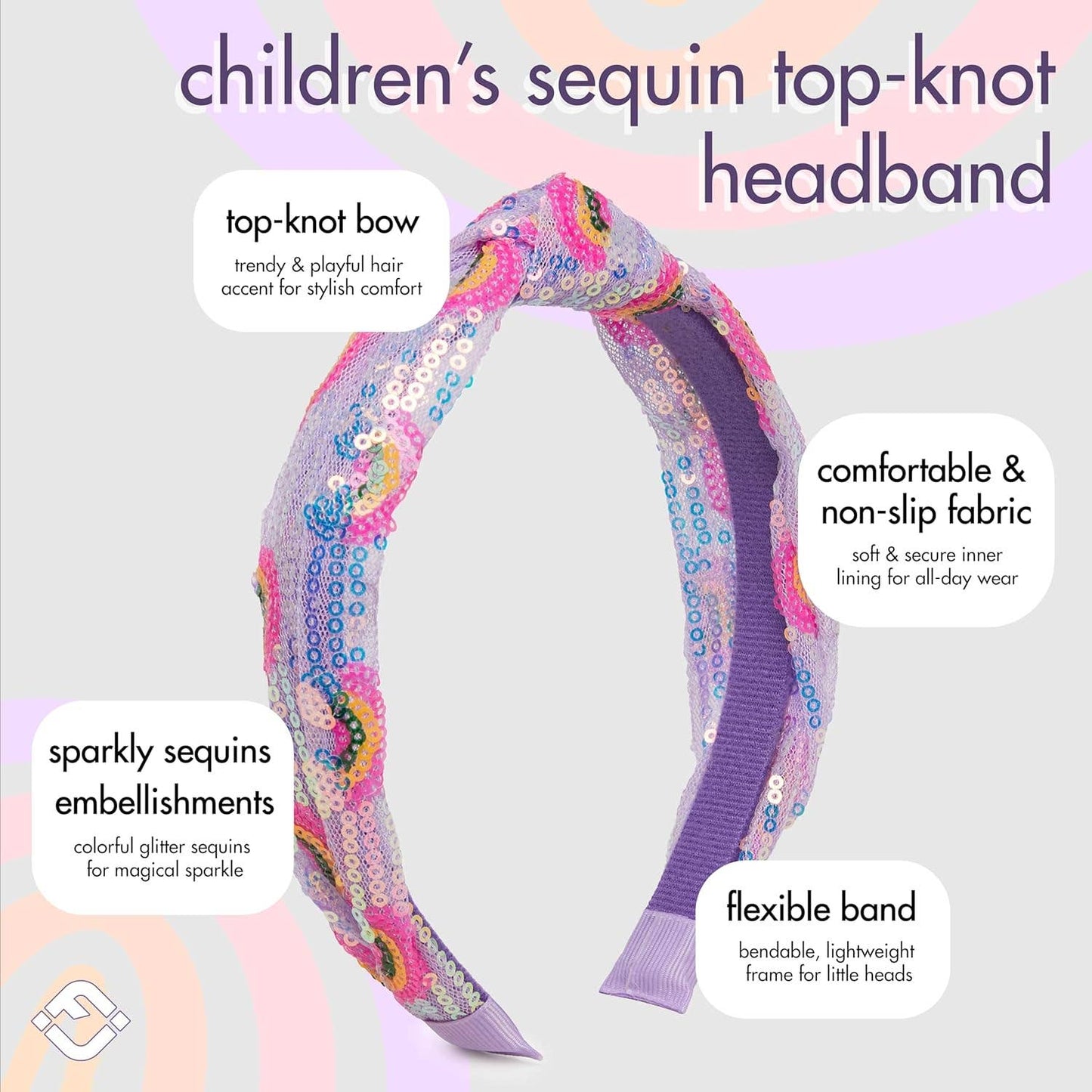 Girl's Rainbow Sequin Knot Headband