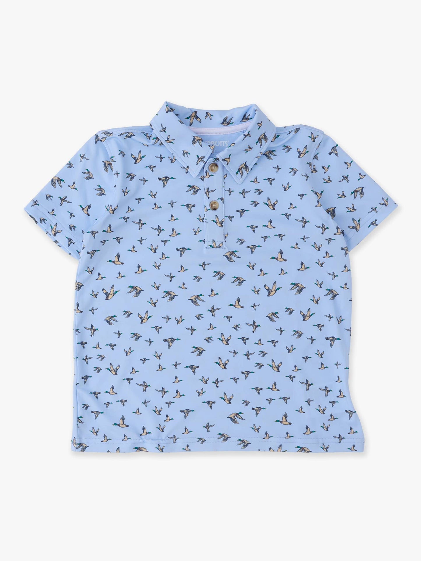 Boys Mallard Skies Blue Short Sleeve Performance Polo