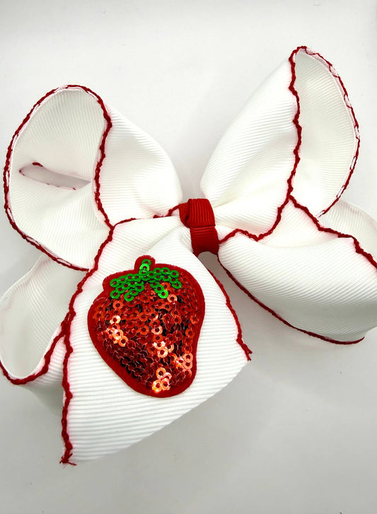 Sequin Strawberry Moonstitch Hairbow